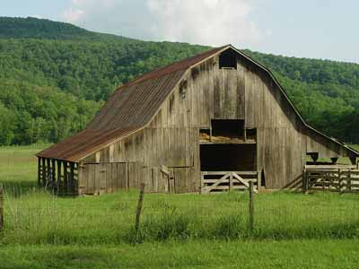An aged wooden barn