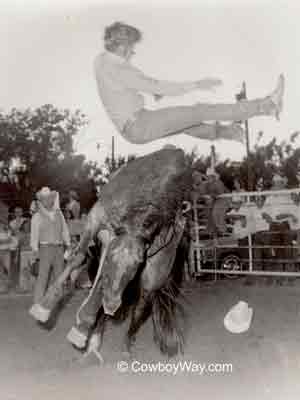 Randy Breckfelt and bronc Blue Smoke