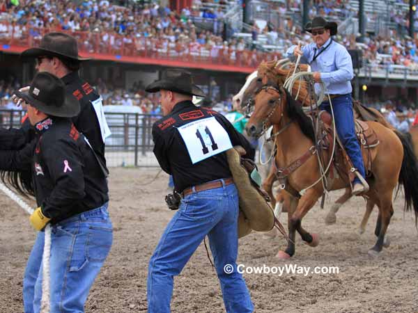 Pickup men leaving the area Pickup men leaving the area
