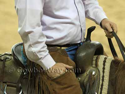 A cutting horse saddle