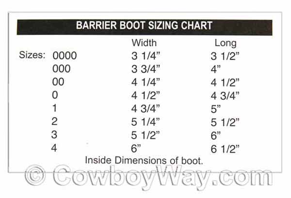 Davis Horse Boot Size Chart