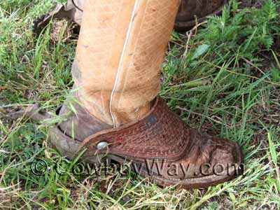 Basket stamped dove wing spur straps