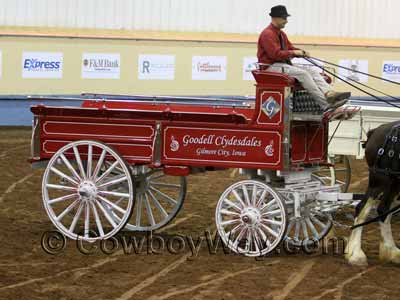 A red horse drawn wagon