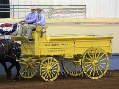 A six horse hitch draws a wagon