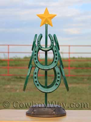 A Christmas tree made from horseshoes