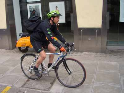 A bicycle messenger and bag