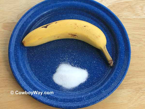 One banana and sugar