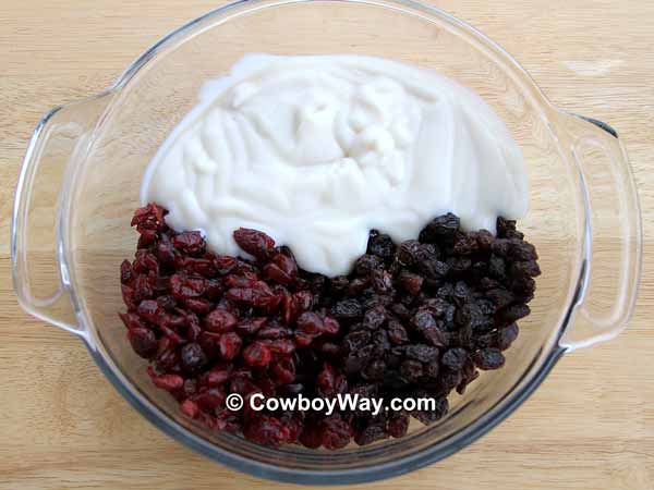 Cranberries, raisins, and yogurt