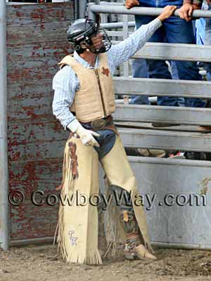 Rodeo chaps on a bull rider