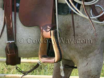 Close-up photo of roping stirrups