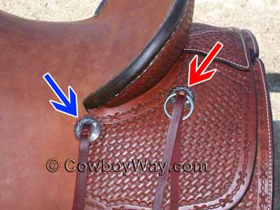 Two slotted conchos on a saddle