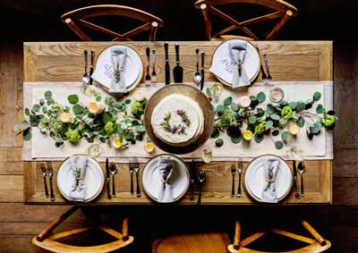 Two table runners on a wooden table
