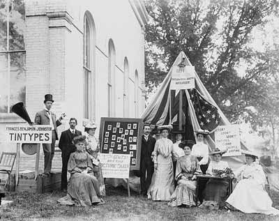 A woman selling tintypes