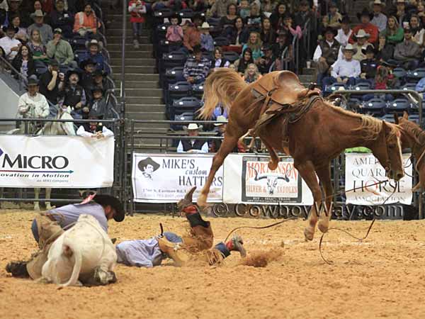 A face-first landing from a bucking horse