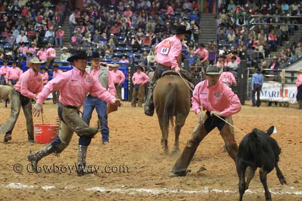 Lonesome Pine Ranch in the Team Branding at the WRCA Ranch Rodeo Finals, 11-07-14