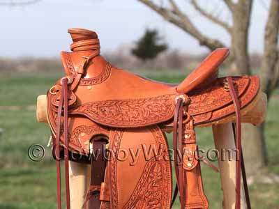 Beautifully tooled Wade saddle.