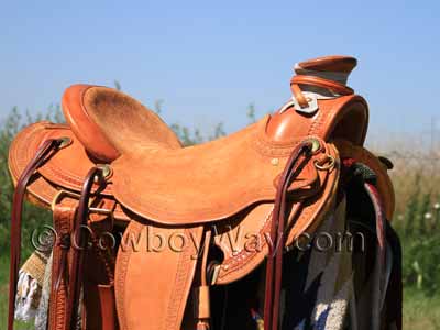 A handmade ranch saddle on a Wade tree