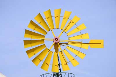 Close up of a windmill's fan-type blades