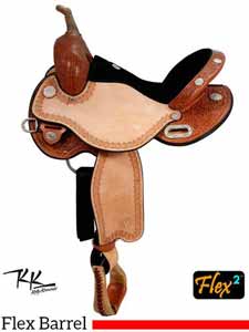 The lightweight Kelly Kaminsky Blaze barrel saddle weighs a light 22 pounds (approximately)