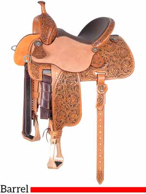 A Sherry Cervi Stingray 71C3 barrel saddle with rose tooling