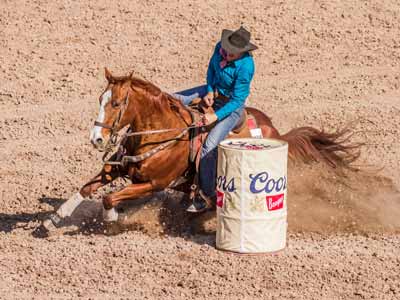 A metal barrel in the barrel racing with an attractive cover