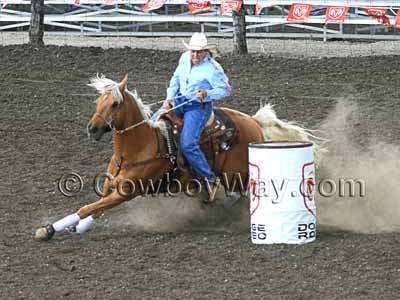 A metal barrel in the barrel racing