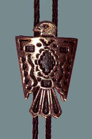 A bolo tie with an eagle-shaped bolo