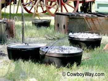 Dutch ovens at a cowboy camp