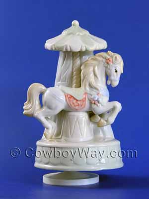 A high-gloss musical carousel horse