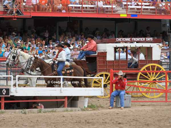 Dignitaries getting introduced at the Cheyenne Frontier Days Rodeo