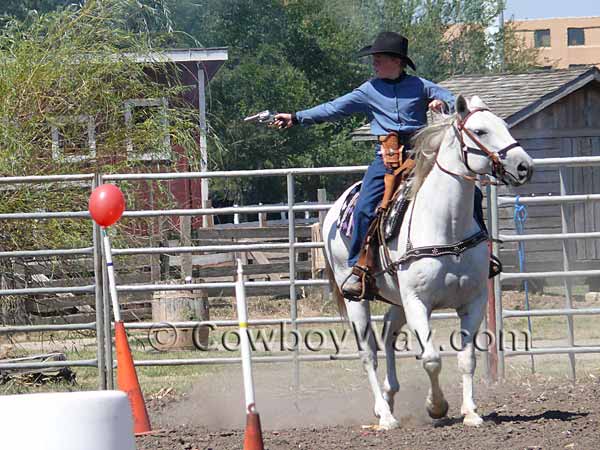 A young cowboy in Cowboy Mounted Shooting