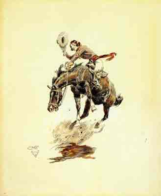 A cowgirl riding a bucking horse