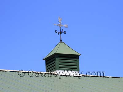 A cupola on a horse barn