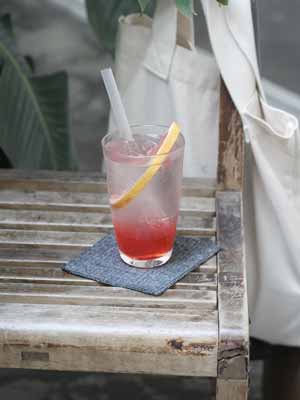 A cloth coaster on a table