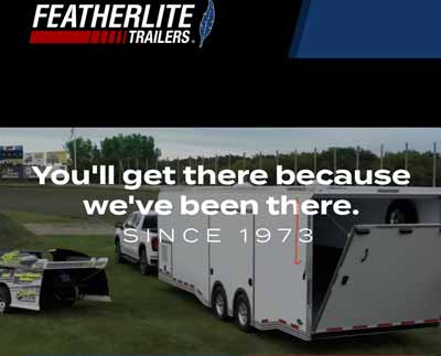 A Featherlite horse trailer logo
