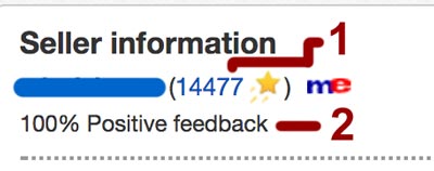 Screenshot of eBay's Seller info area