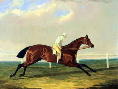 An 1800's painting showing a horse in the flying gallop