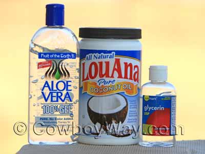 Aloe vera gel, coconut oil, and glycerin
