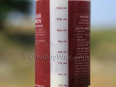 Laser Sheen bottle with measurements