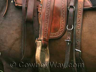 A rawhide oxbow stirrup