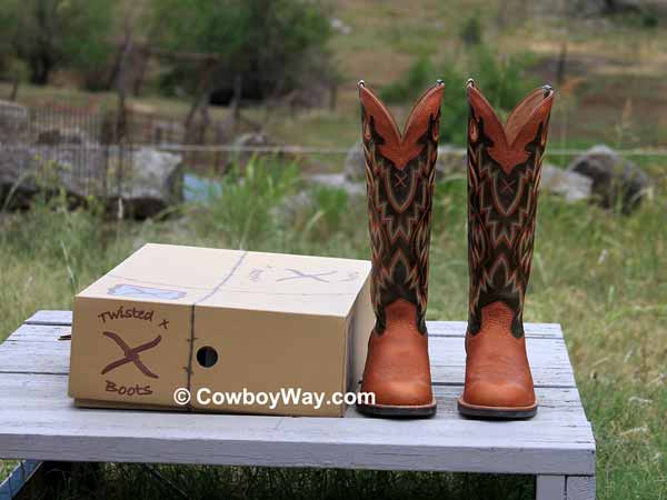 A new pair of Twisted X boots and their box