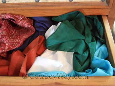 Unorganized silk wild rags all mixed together