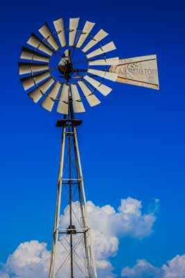 A metal windmill, the look that windmill ceiling fans are based on