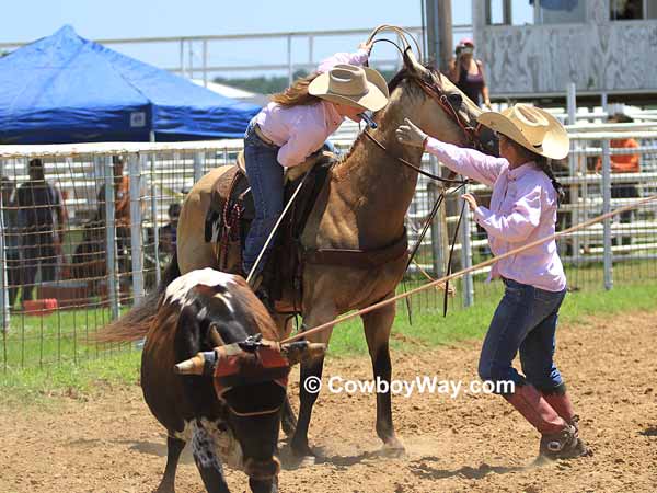 The doctoring event in a women's ranch rodeo