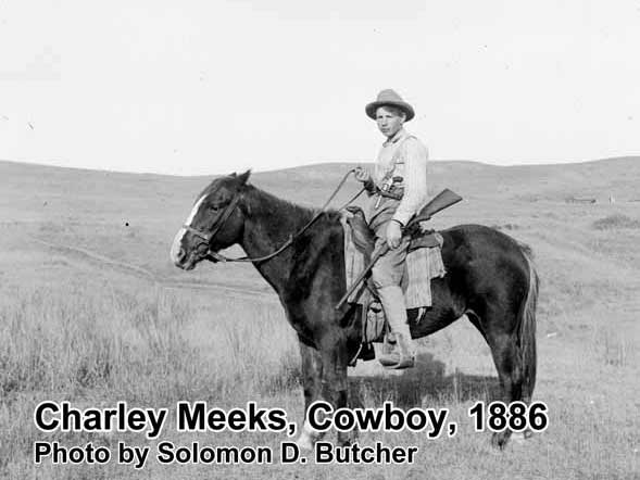 Photo of cowboy Charley Meeks taken in 1886